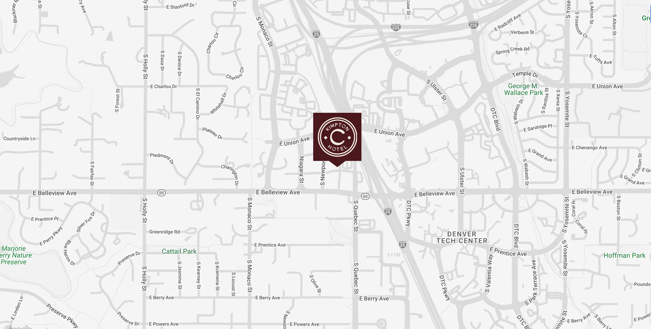Map of the Kimpton Claret Hotel Location in Denver